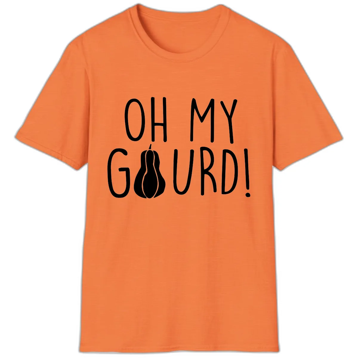 Oh My Gourd Thanksgiving Pun Design T-Shirt in Heather Orange